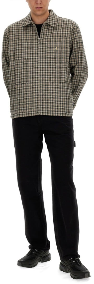 Awake Plaid Shirt Jacket With Front Zip And Side Pockets Bruin