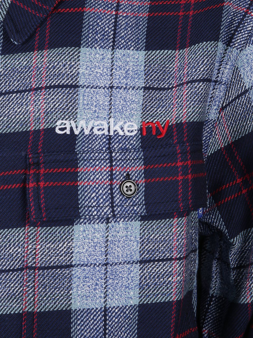 Awake Flannel Blue Check Zip Overshirt Grijs