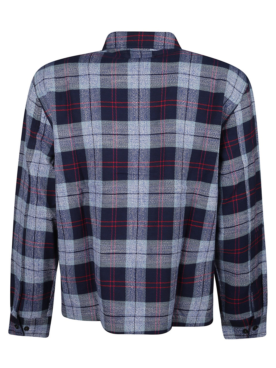 Awake Flannel Blue Check Zip Overshirt Grijs