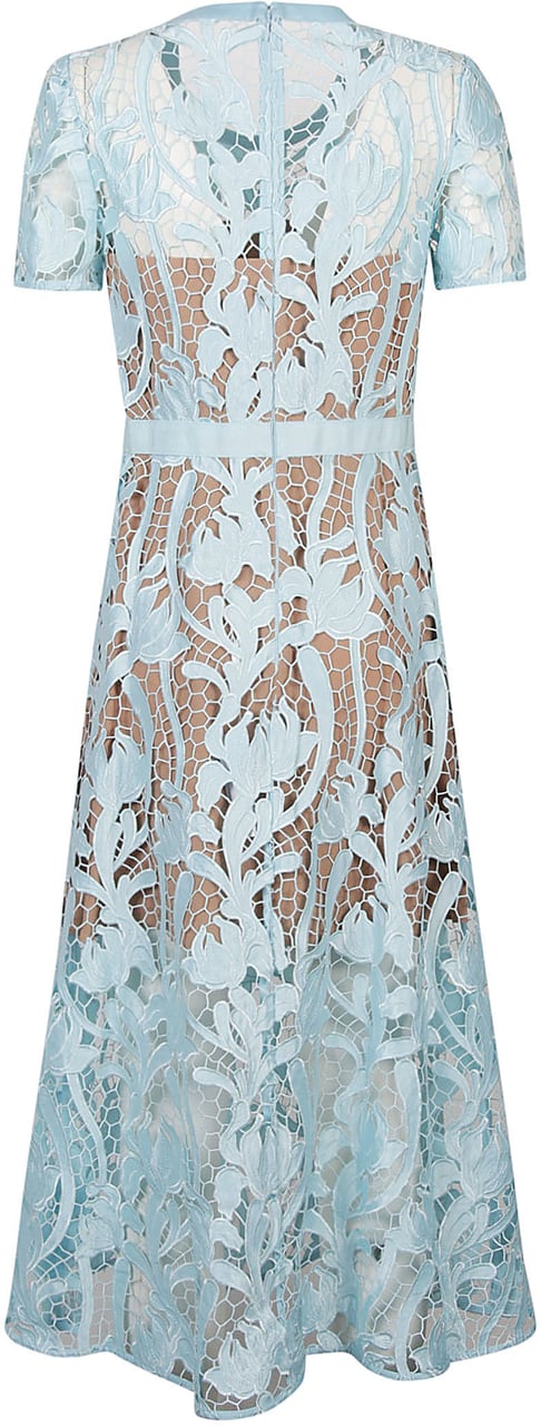Self-Portrait Lace Midi Dress Blue Blauw