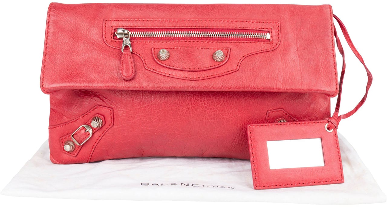 Balenciaga Pink Leather City Clutch Rood