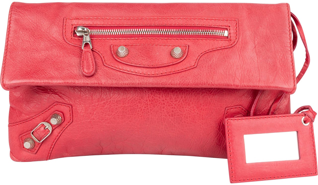 Balenciaga Balenciaga Pink Leather City Clutch Rood