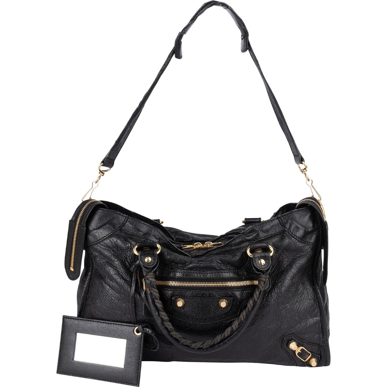 Balenciaga Balenciaga Black Leather City Handbag Zwart