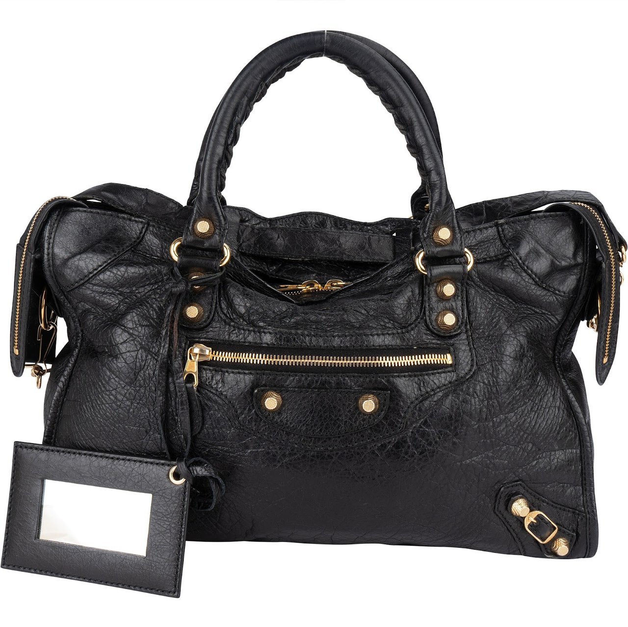 Balenciaga Balenciaga Black Leather City Handbag Zwart