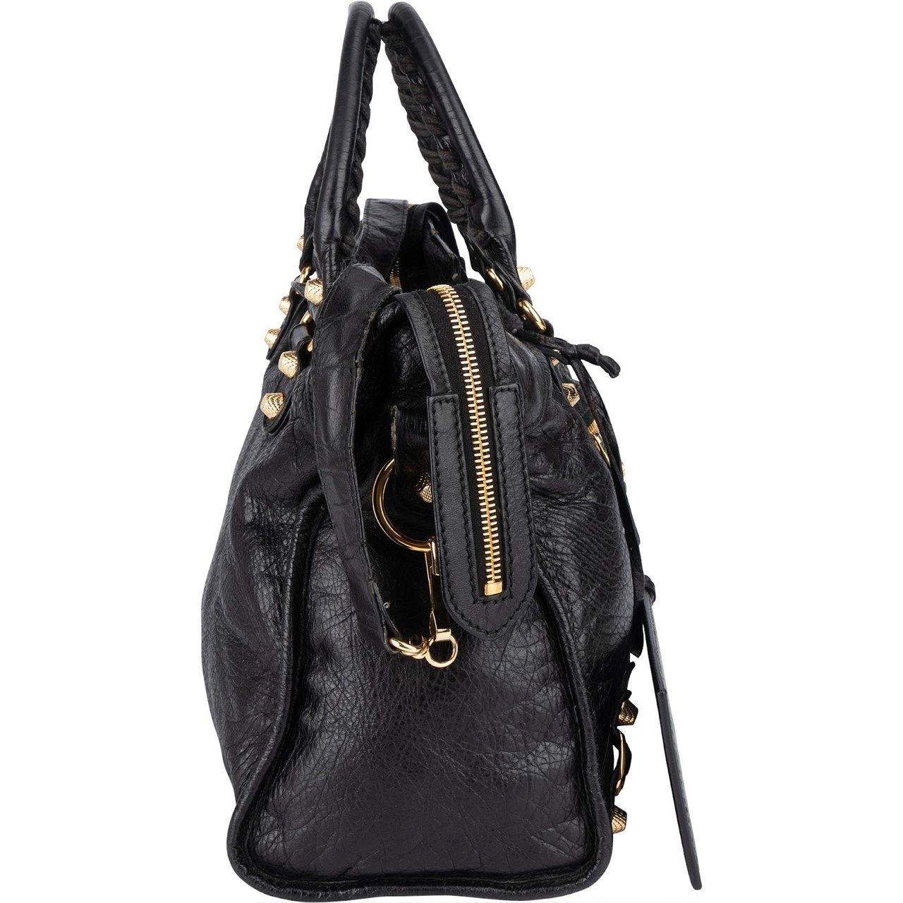 Balenciaga Balenciaga Black Leather City Handbag Zwart