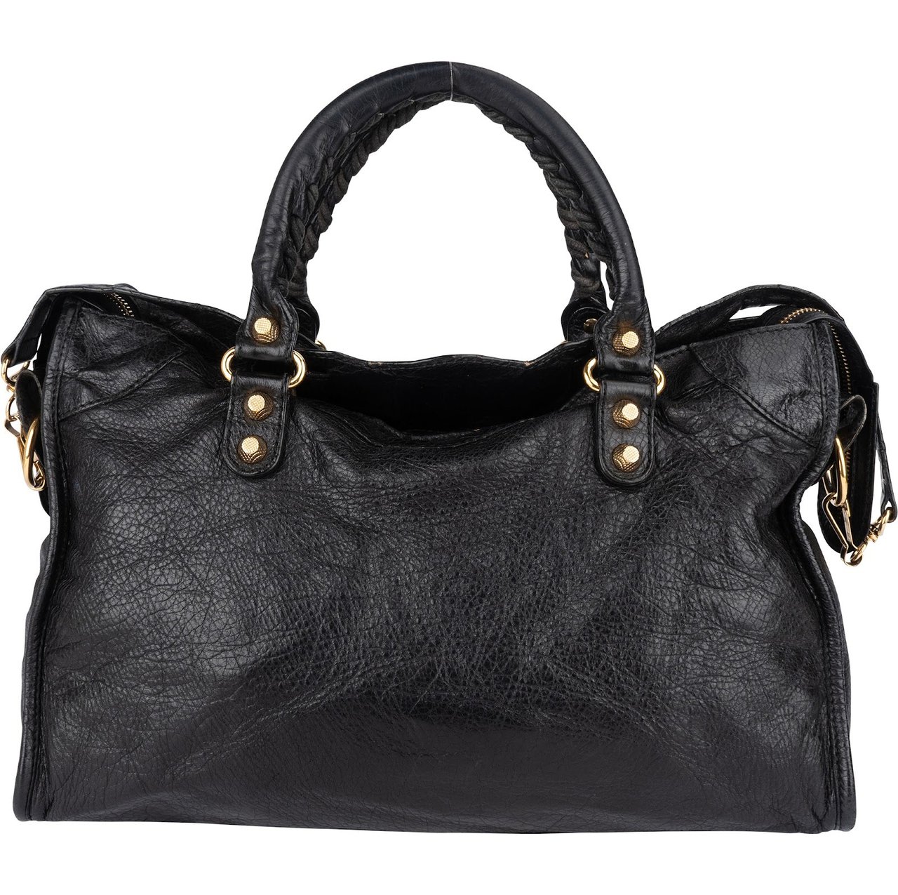 Balenciaga Balenciaga Black Leather City Handbag Zwart
