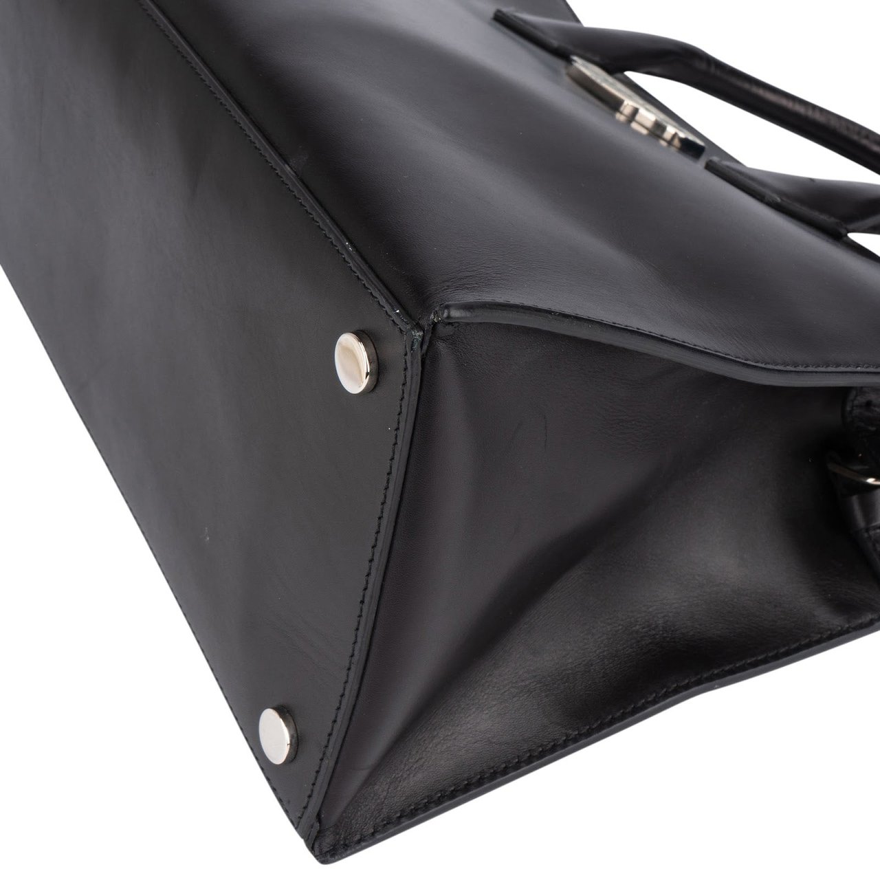 Balenciaga Balenciaga Black Leather Marble Padlock Tote Shoulder Bag Zwart