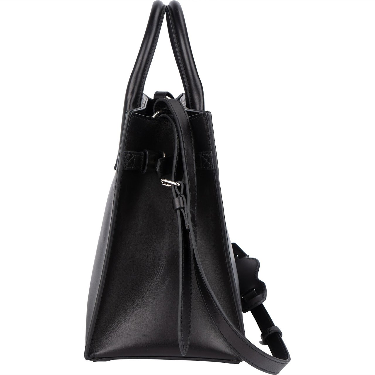 Balenciaga Balenciaga Black Leather Marble Padlock Tote Shoulder Bag Zwart