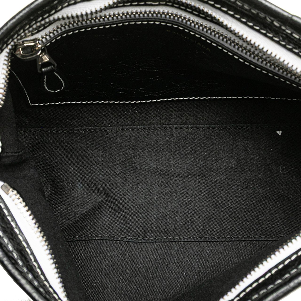 Balenciaga Small Lambskin Barbes Striped Patwork Zip Pouch Zwart