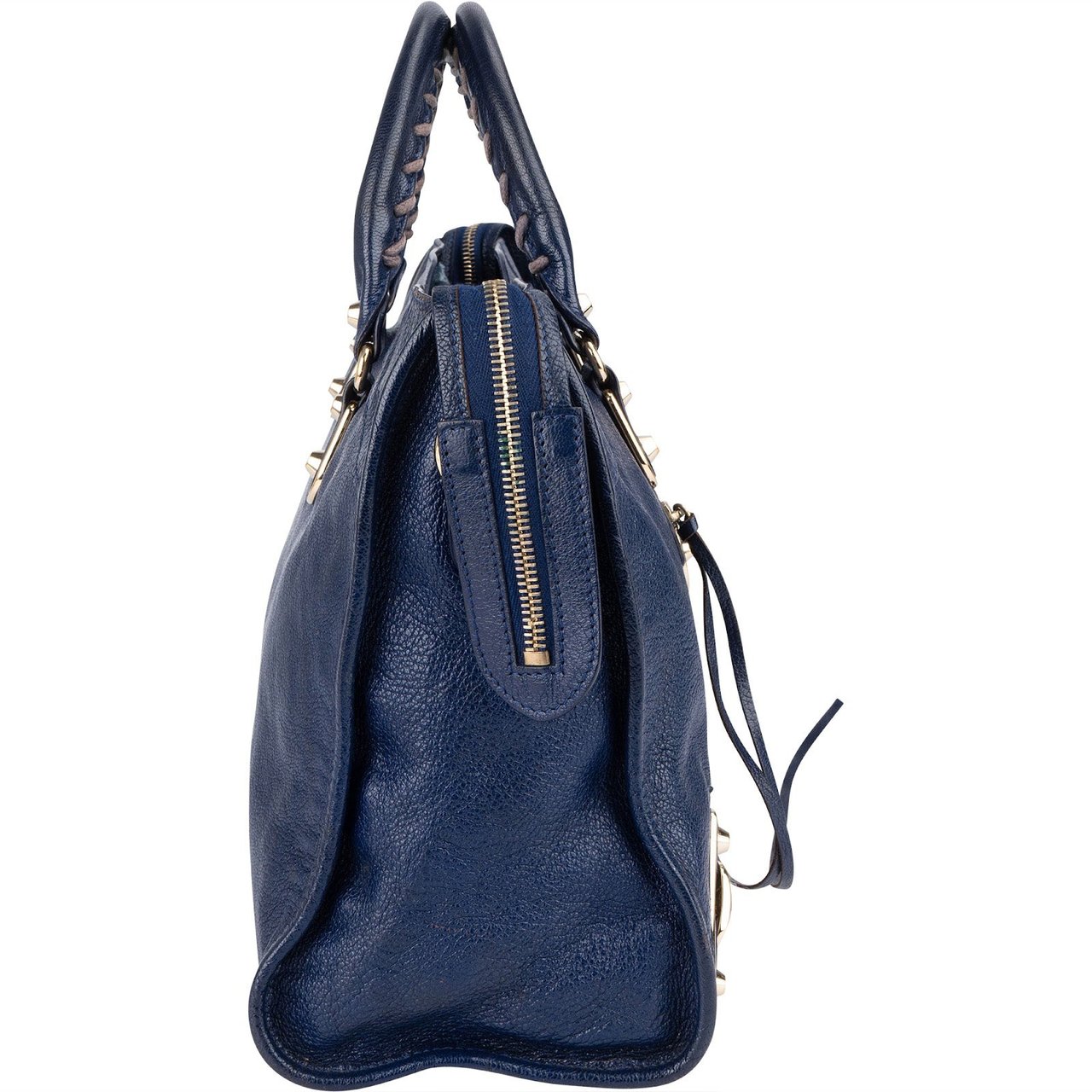 Balenciaga Balenciaga Blue Leather City Handbag Blauw