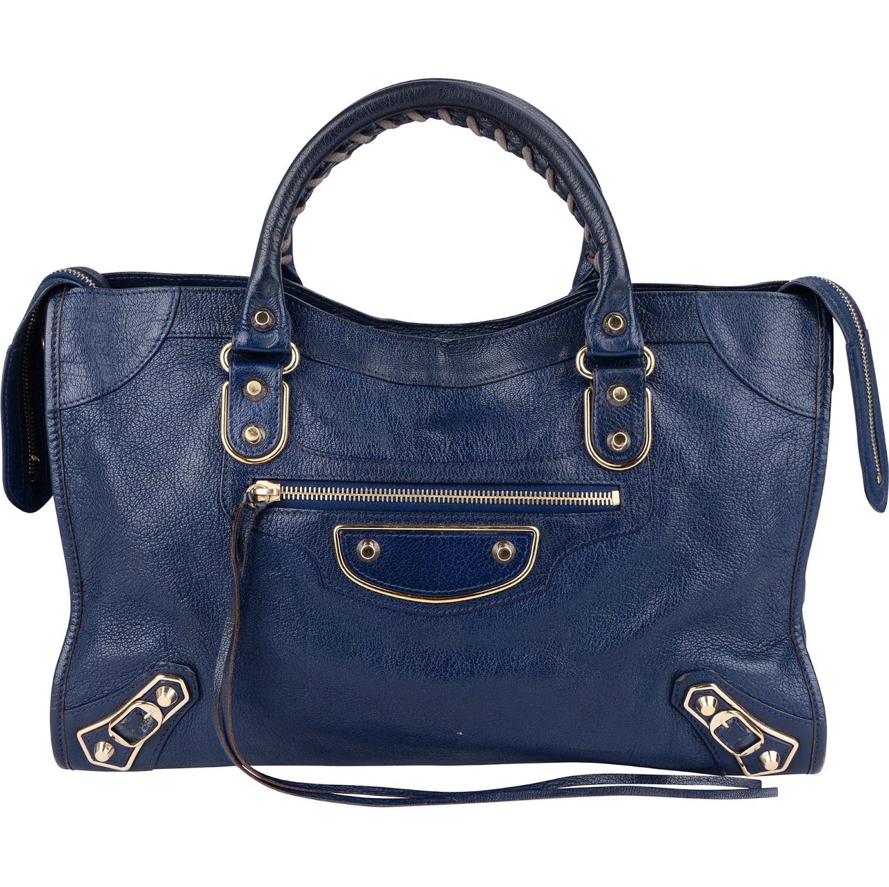Balenciaga Balenciaga Blue Leather City Handbag Blauw