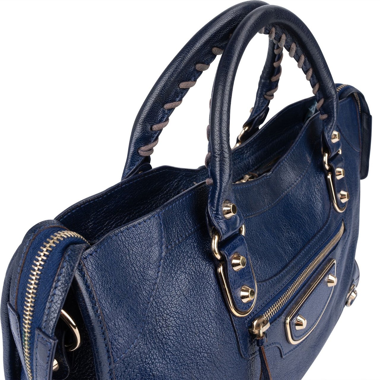 Balenciaga Balenciaga Blue Leather City Handbag Blauw