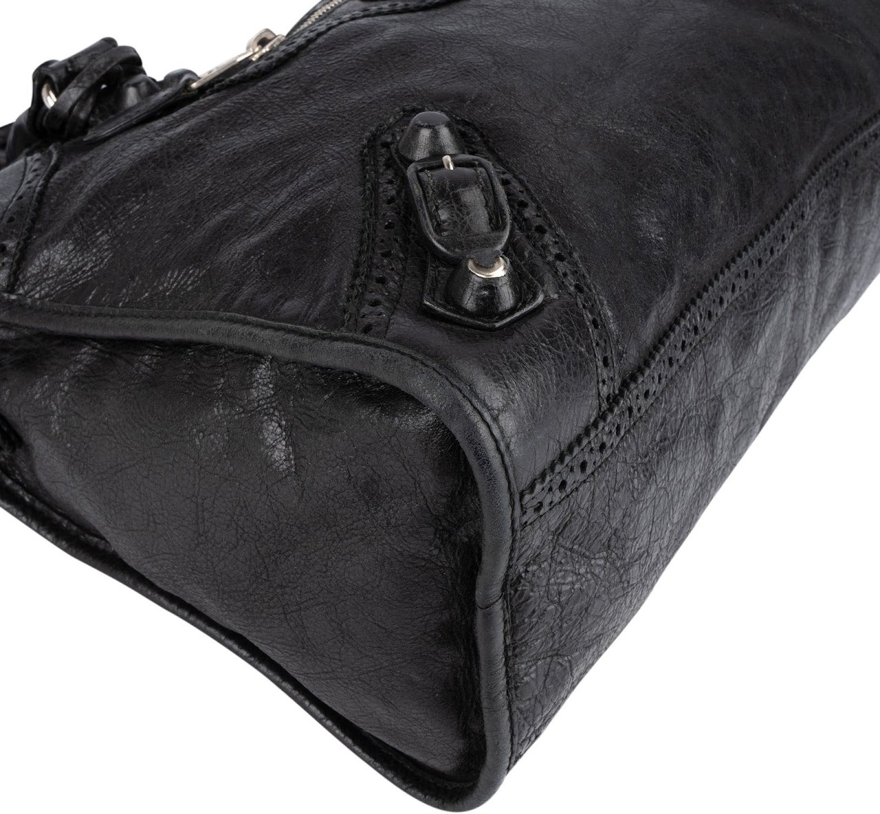 Balenciaga Balenciaga Black Leather City Handbag Zwart