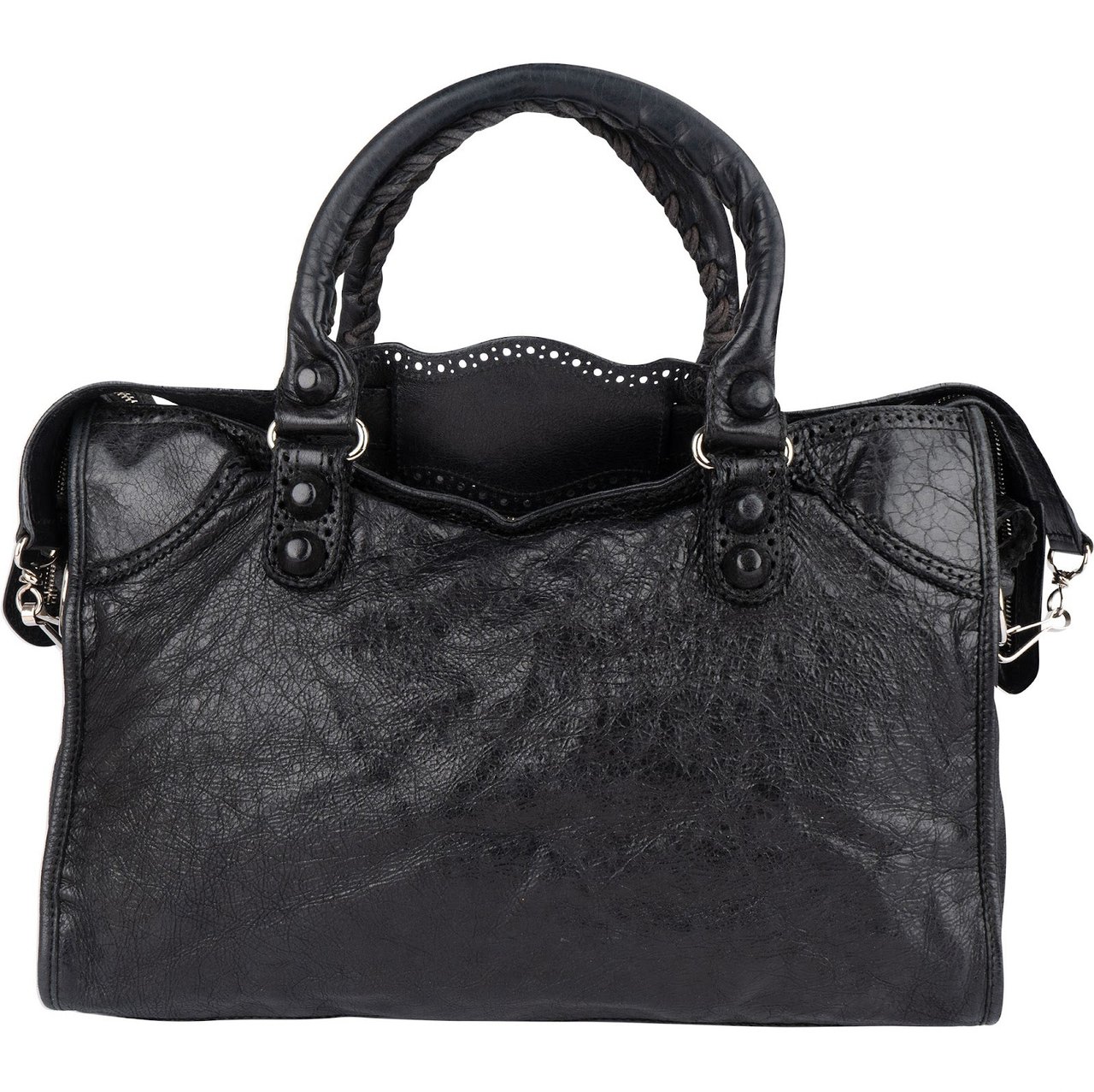 Balenciaga Balenciaga Black Leather City Handbag Zwart