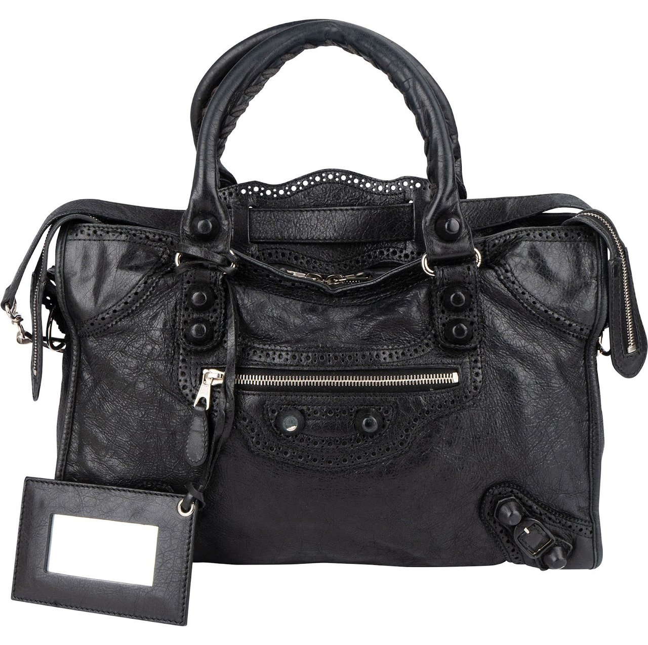 Balenciaga Balenciaga Black Leather City Handbag Zwart
