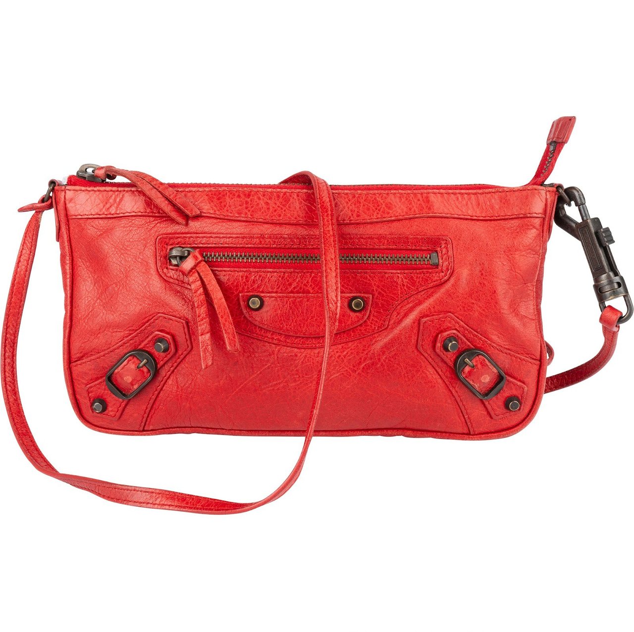 Balenciaga Balenciaga Red Leather Mini City Crossbody Bag Rood