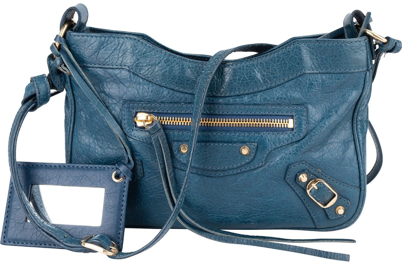 Balenciaga Balenciaga Blue Leather Classic Hip Crossbody Bag Blauw