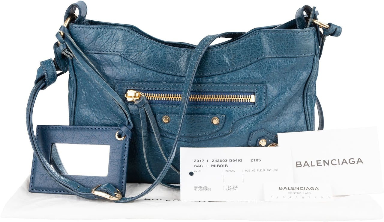 Balenciaga Balenciaga Blue Leather Classic Hip Crossbody Bag Blauw