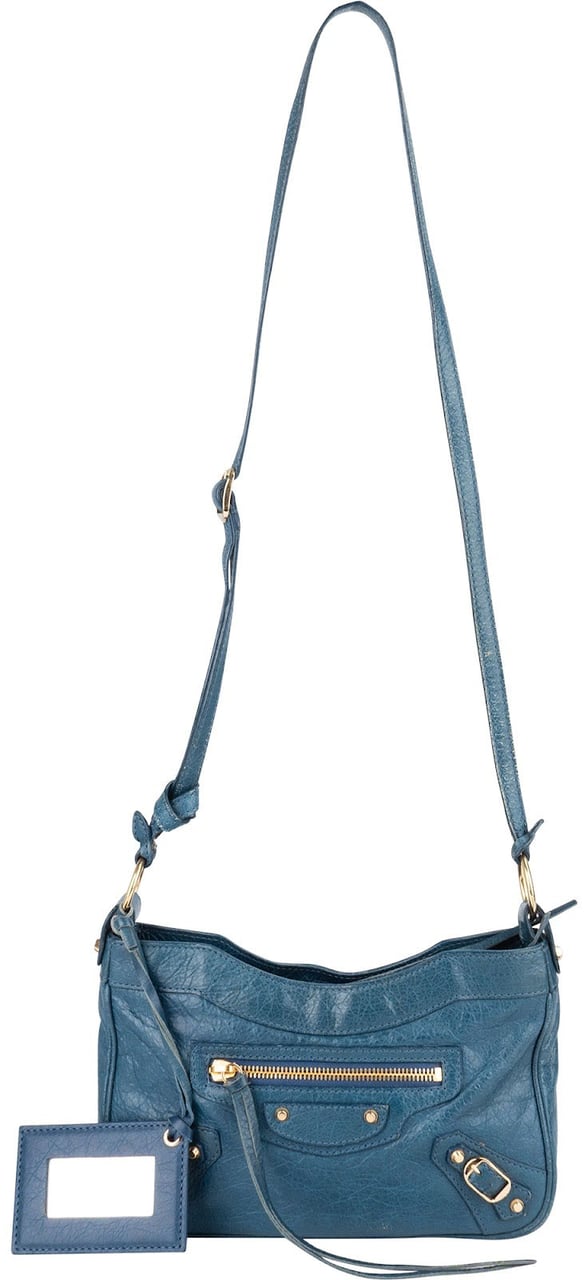 Balenciaga Balenciaga Blue Leather Classic Hip Crossbody Bag Blauw