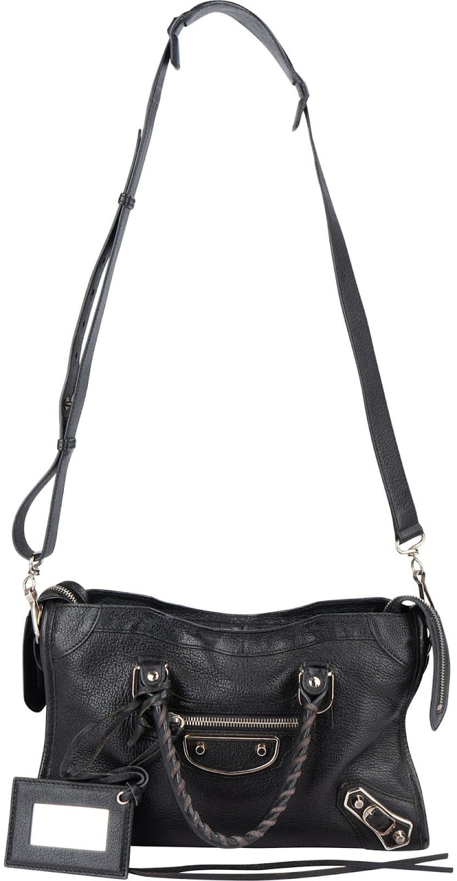 Balenciaga Balenciaga Black Leather Mini City Handbag Zwart