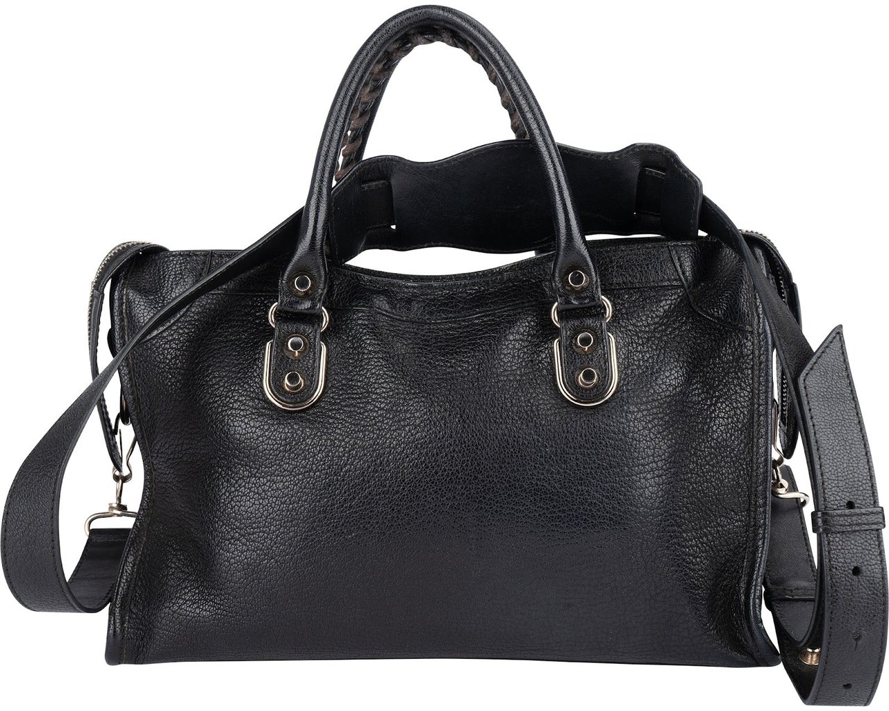 Balenciaga Balenciaga Black Leather Mini City Handbag Zwart
