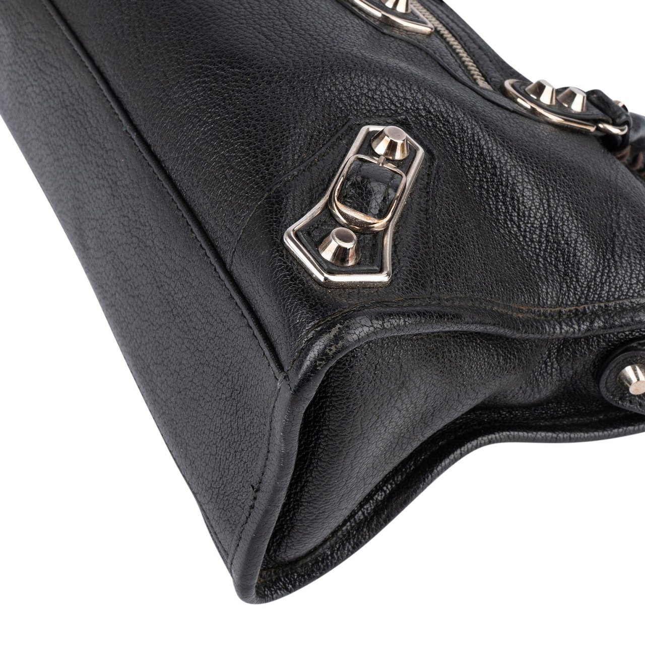 Balenciaga Balenciaga Black Leather Mini City Handbag Zwart