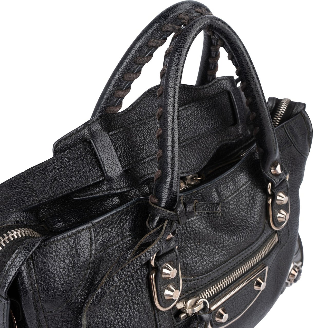 Balenciaga Balenciaga Black Leather Mini City Handbag Zwart