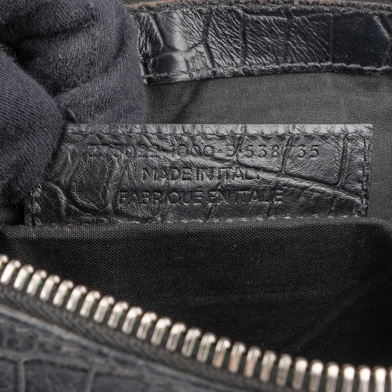 Balenciaga Balenciaga Crocodile Embossed Classic Clutch Zwart