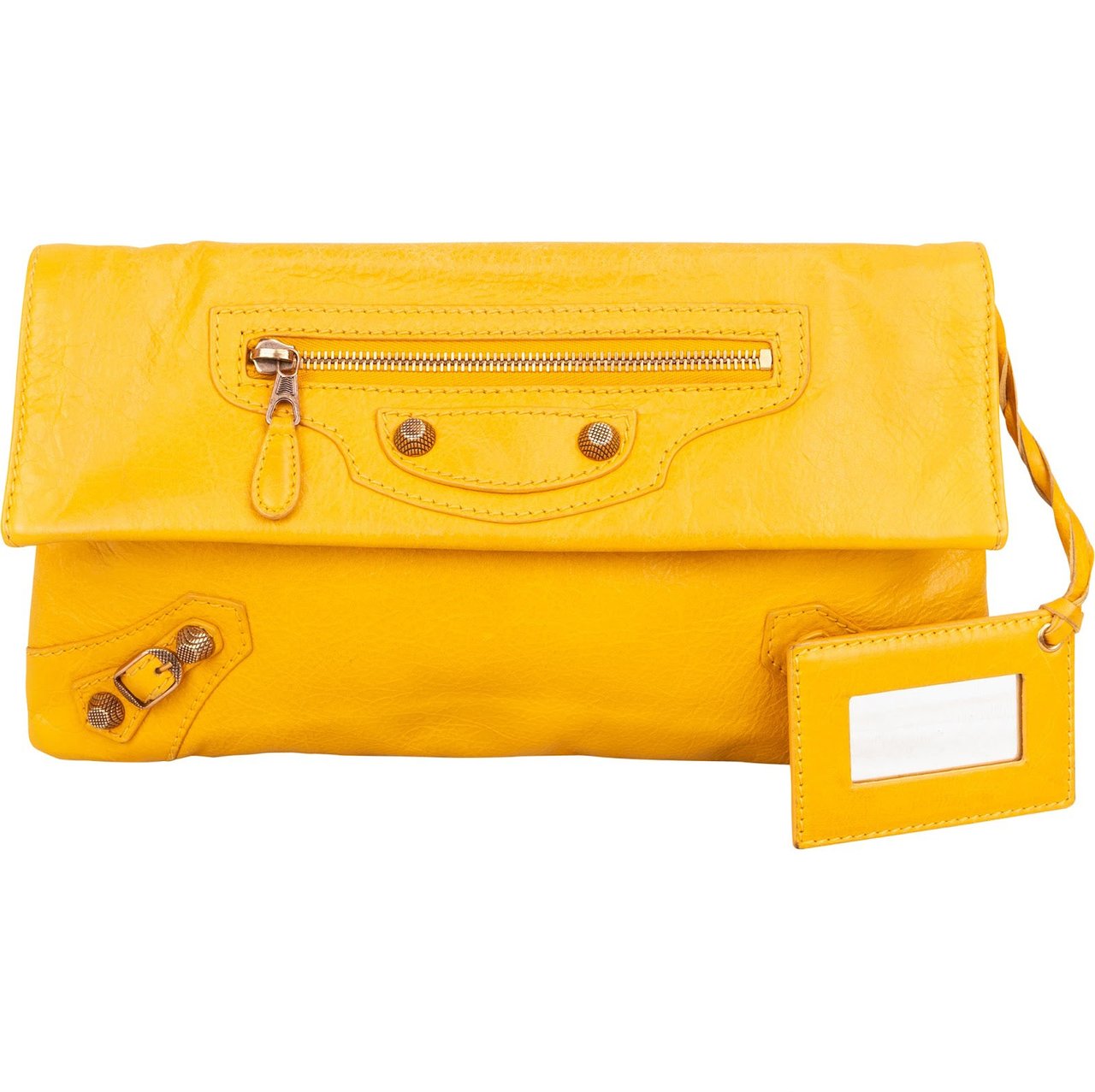 Balenciaga Balenciaga Yellow Leather Envelope City Clutch Geel