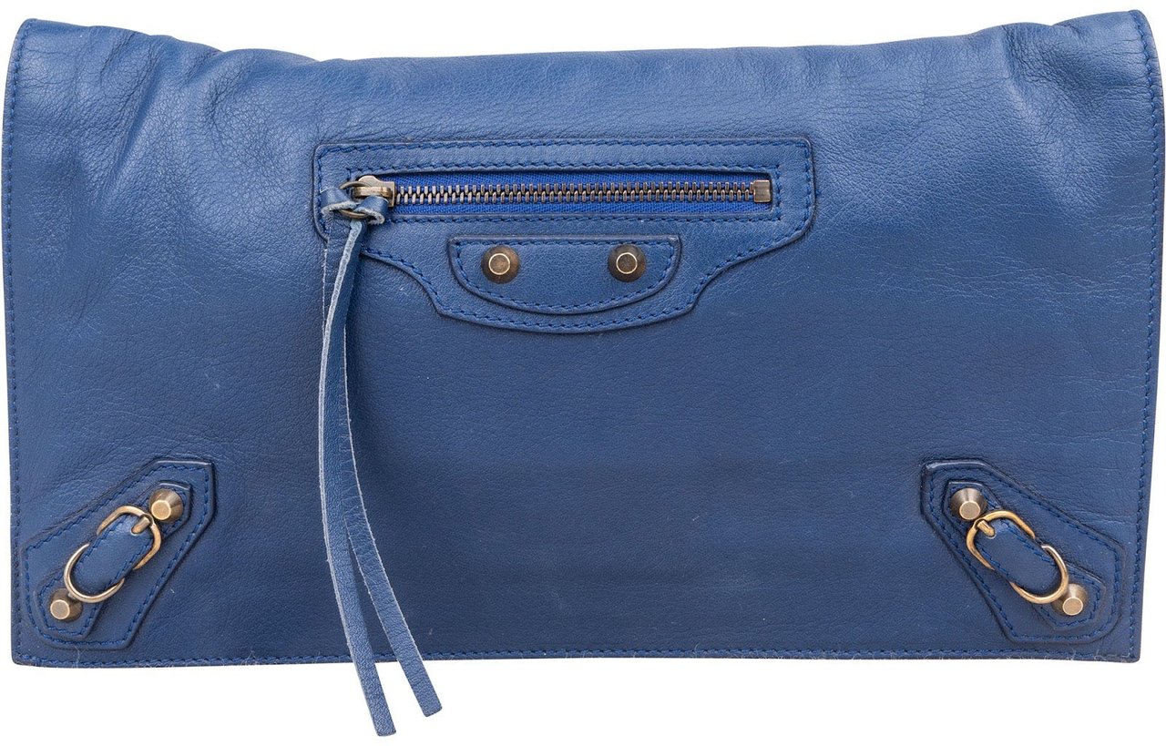 Balenciaga Balenciaga Blue Leather City Clutch Blauw
