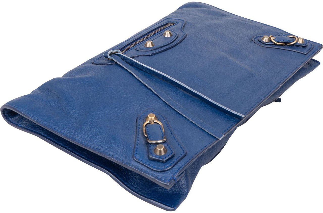 Balenciaga Balenciaga Blue Leather City Clutch Blauw