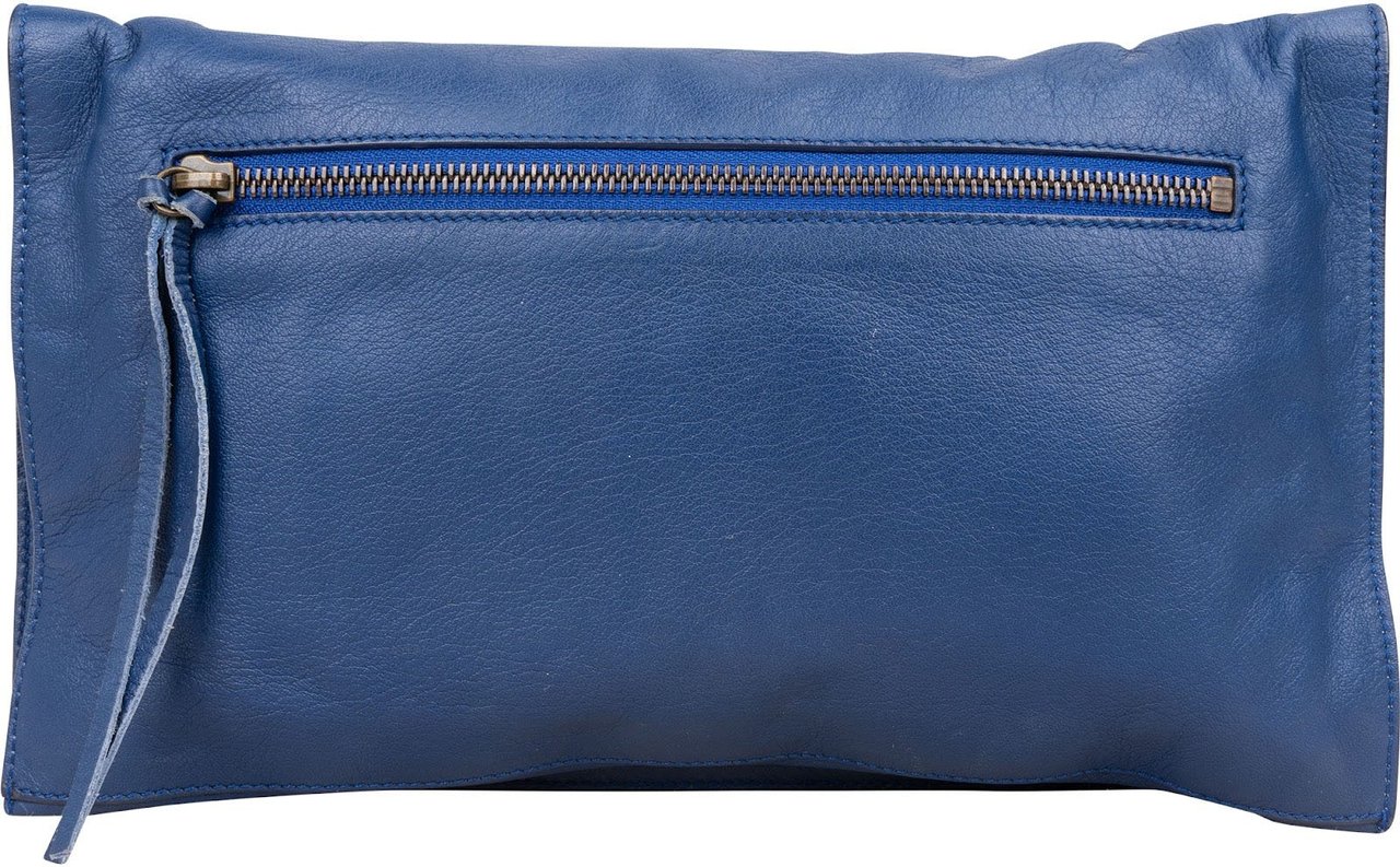 Balenciaga Balenciaga Blue Leather City Clutch Blauw