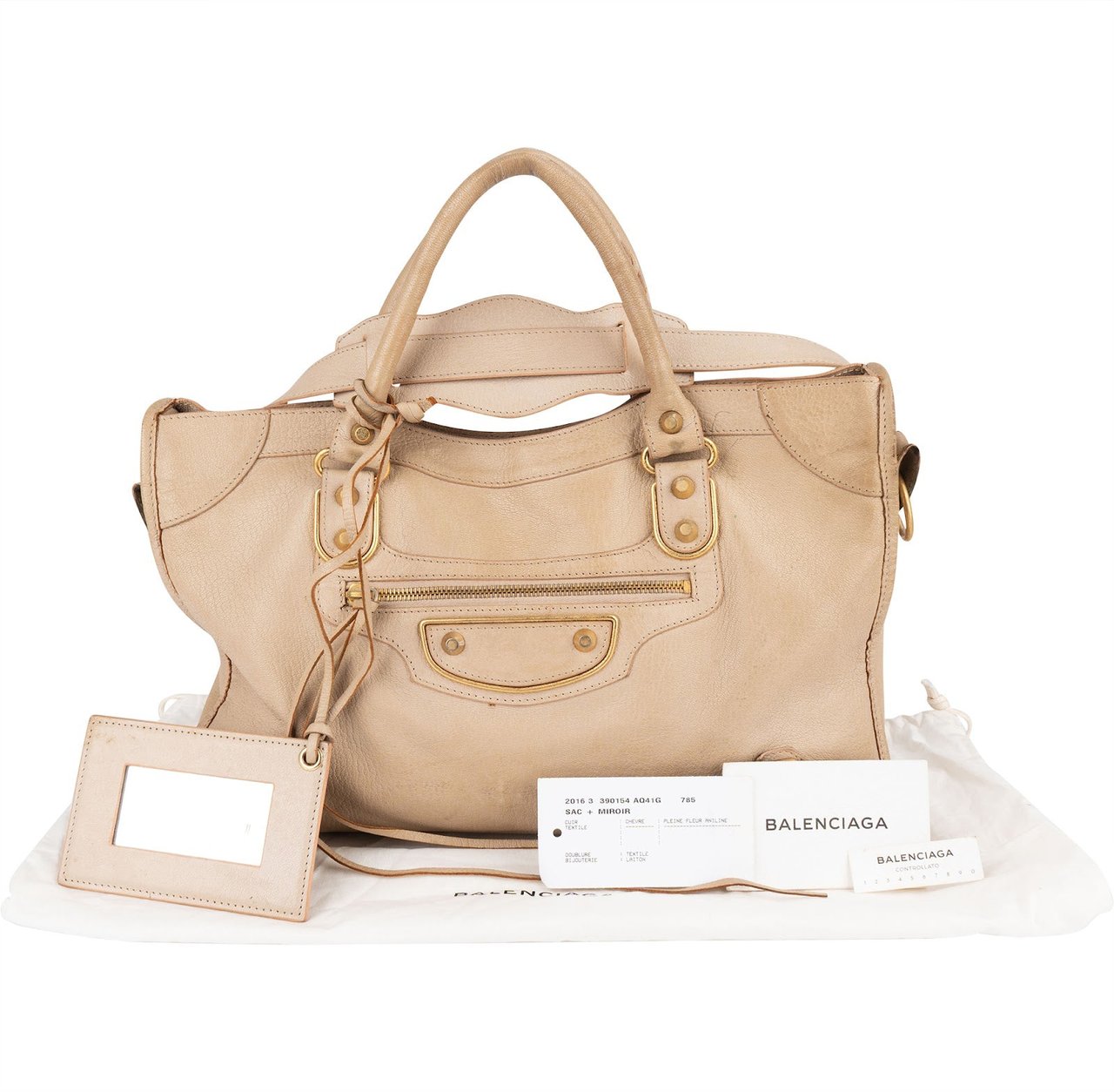Balenciaga Beige Leather City Handbag Beige