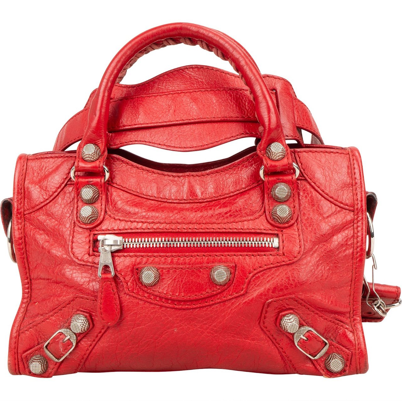 Balenciaga Balenciaga Red Leather Mini City Handbag Rood
