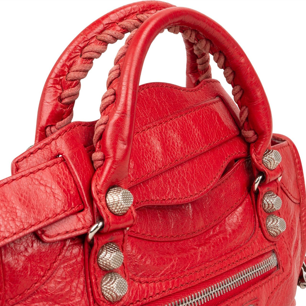Balenciaga Balenciaga Red Leather Mini City Handbag Rood