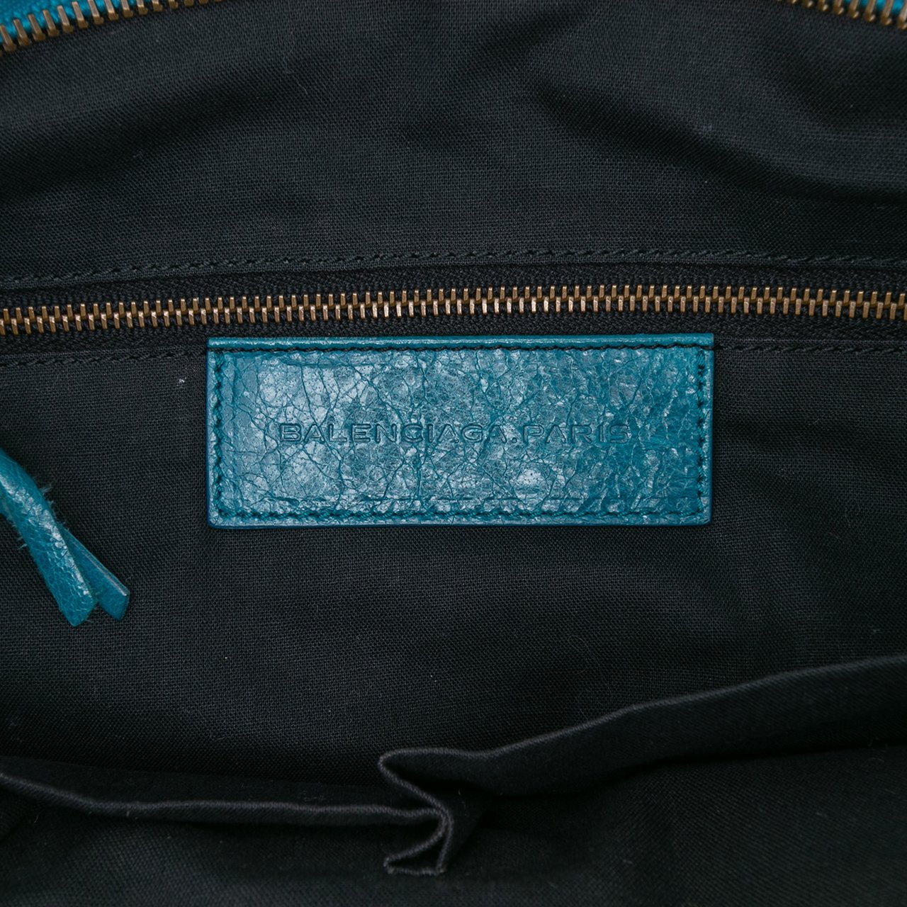 Balenciaga Lambskin Motocross Classic Velo Satchel Blauw