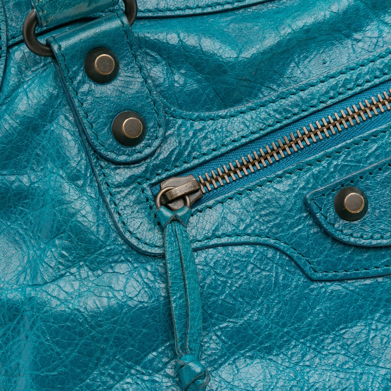 Balenciaga Lambskin Motocross Classic Velo Satchel Blauw