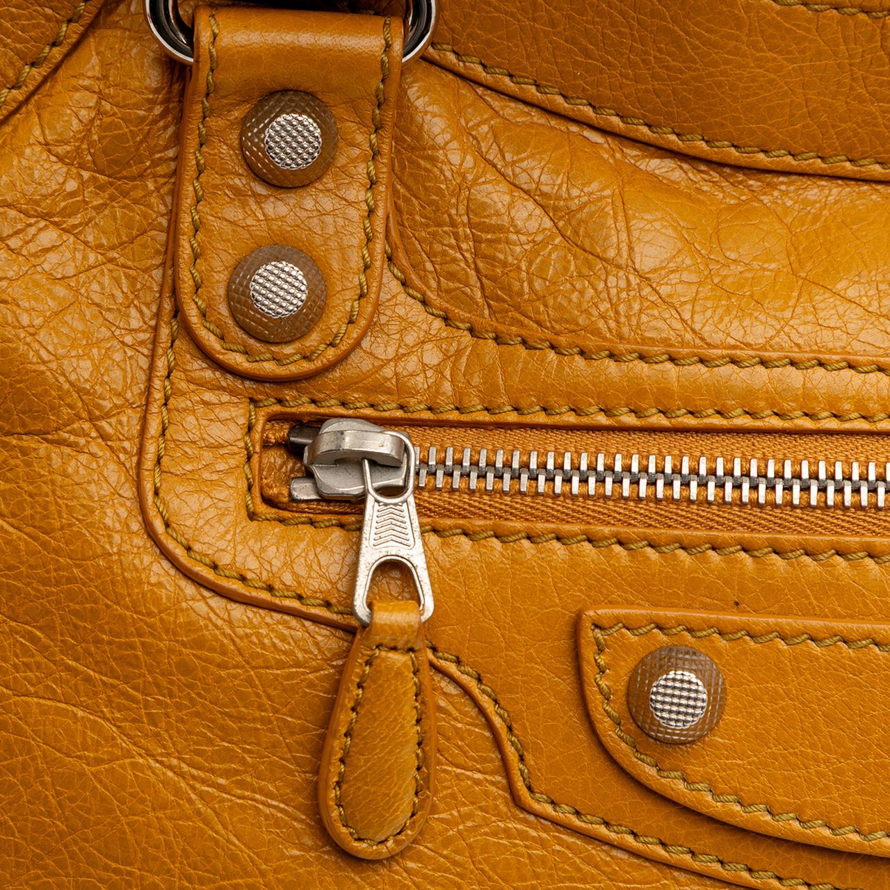 Balenciaga Lambskin Motocross Velo Giant 12 Satchel Geel