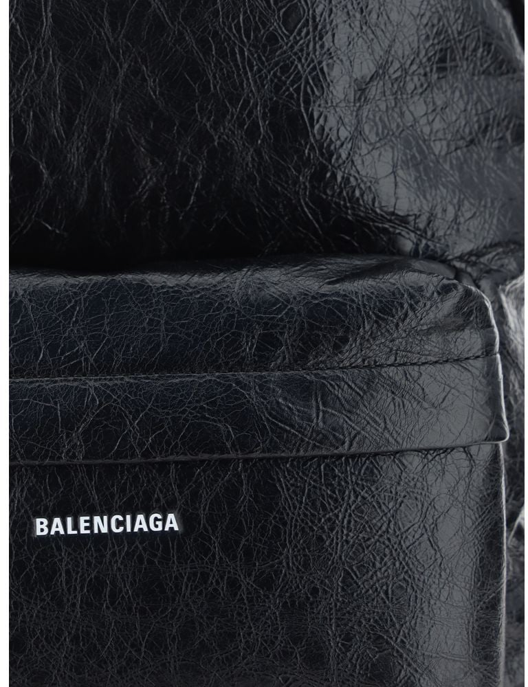 Balenciaga Balenciaga Black Calf Leather Bos Taurus Backpack Zwart