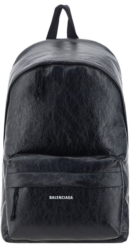 Balenciaga Balenciaga Black Calf Leather Bos Taurus Backpack Zwart
