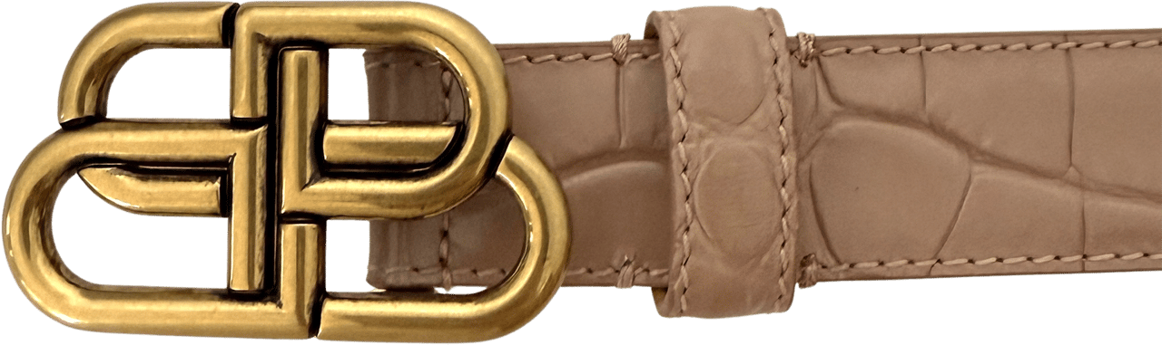 Balenciaga Balenciaga Crocodile Effect Belt Old Pink / As New Bruin