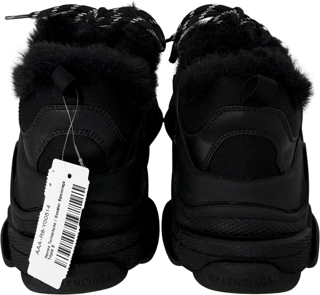 Balenciaga Balenciaga Triple S Kunstfell Größe 40 Schwarz / neuwertig Zwart