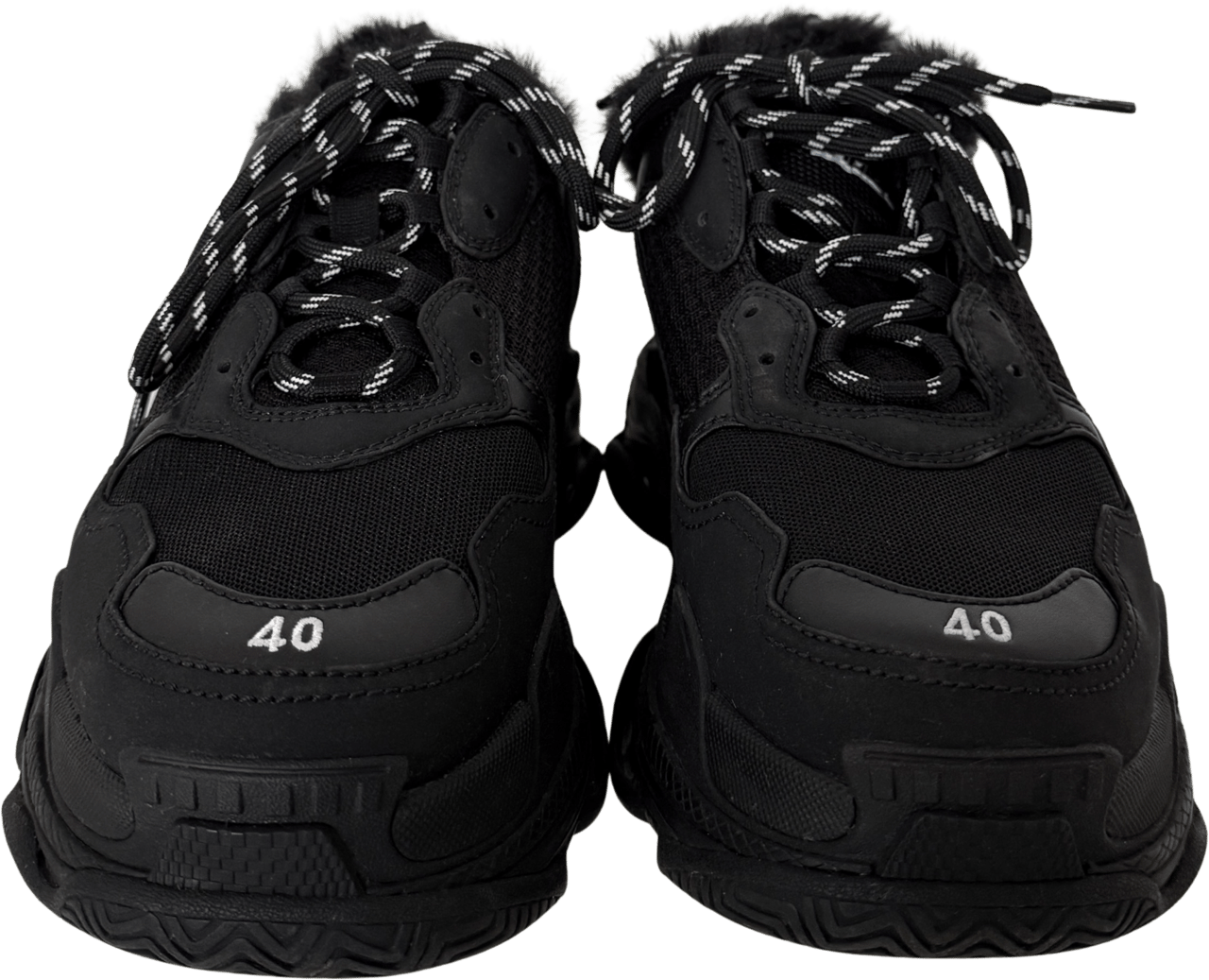 Balenciaga Balenciaga Triple S Kunstfell Größe 40 Schwarz / neuwertig Zwart