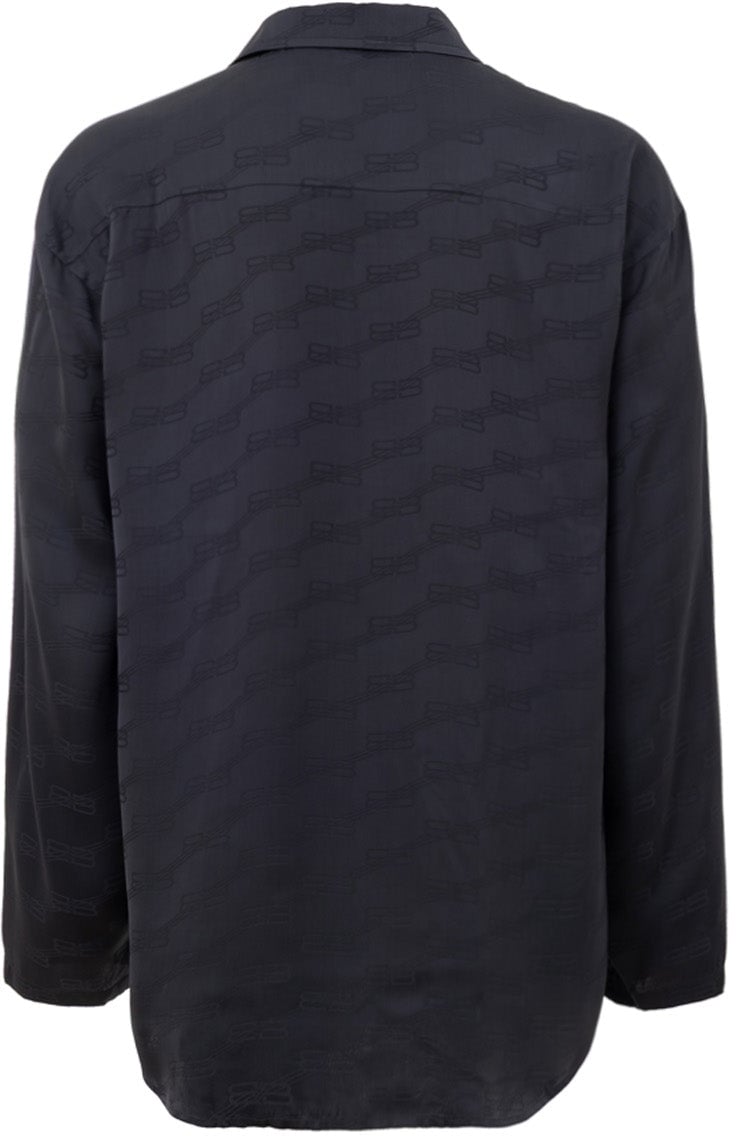 Balenciaga Allover Logo Over Homewear Shirt Grijs
