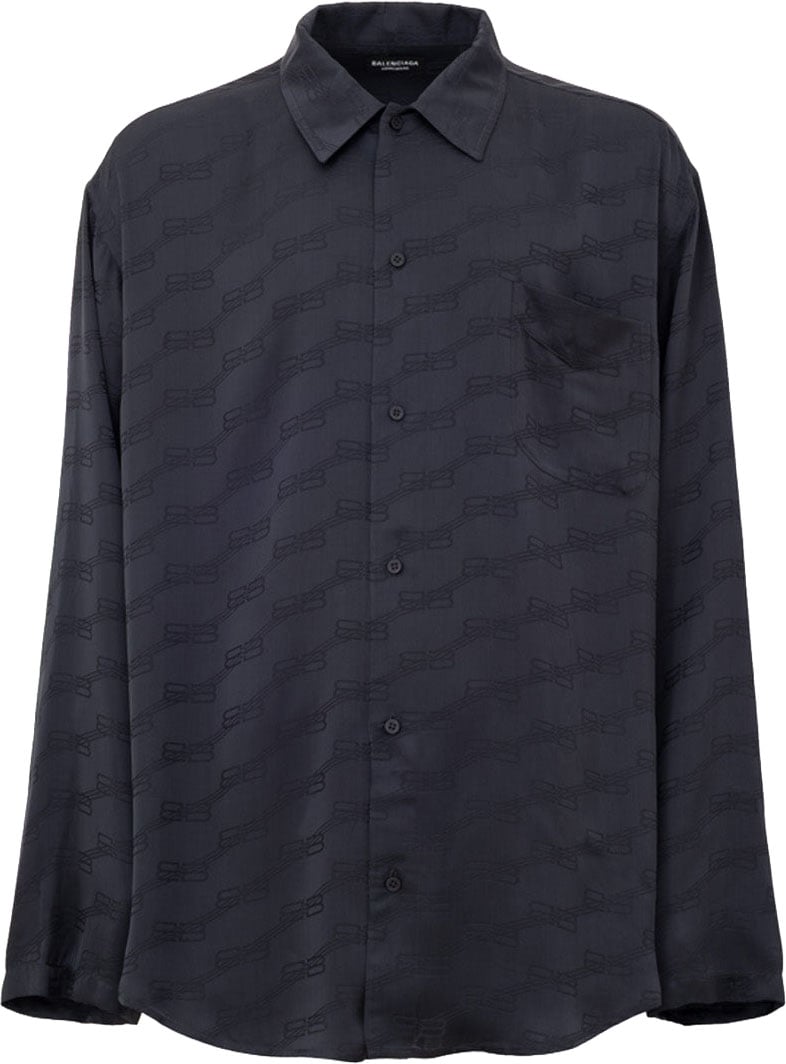 Balenciaga Allover Logo Over Homewear Shirt Grijs