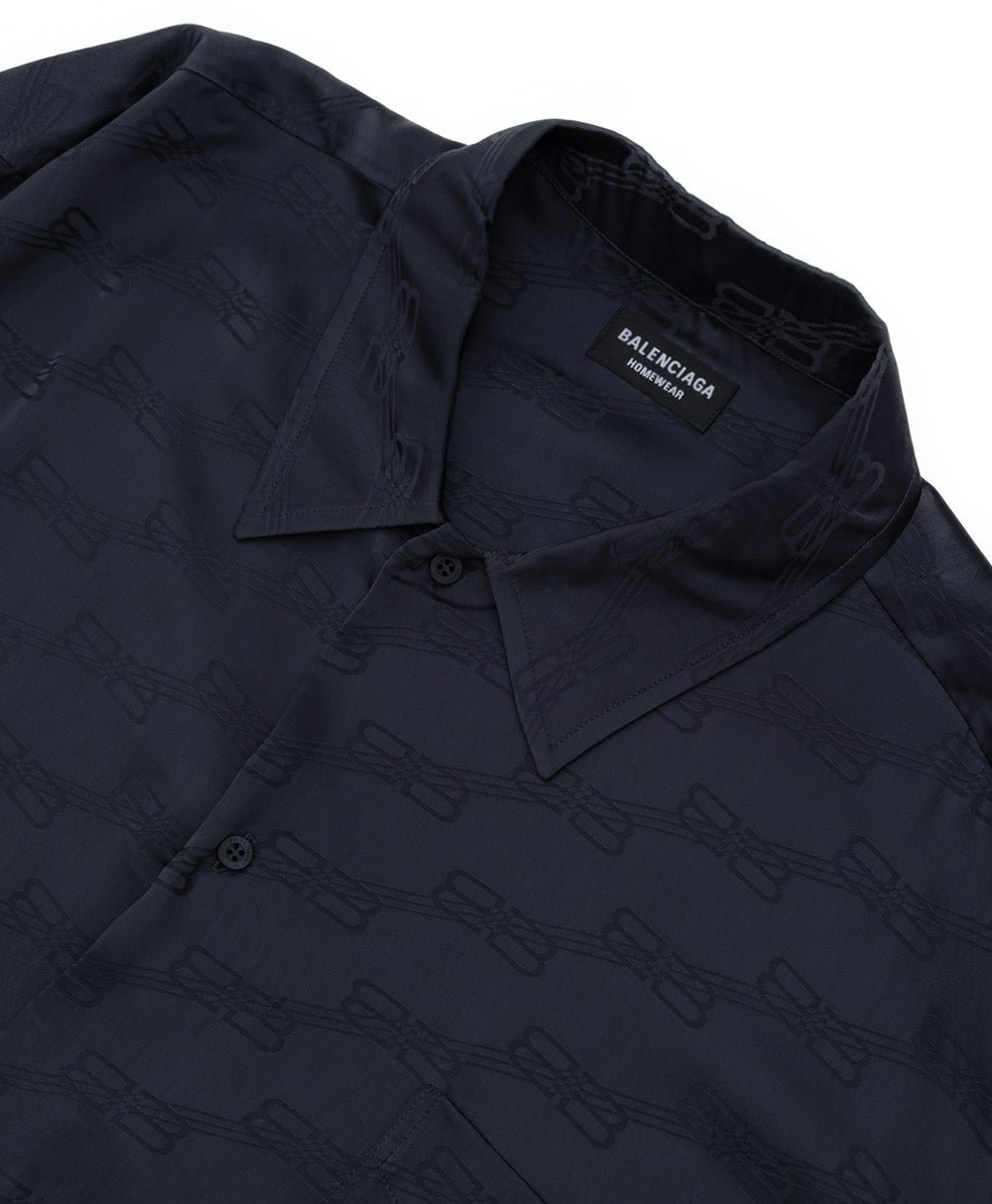 Balenciaga Allover Logo Over Homewear Shirt Grijs