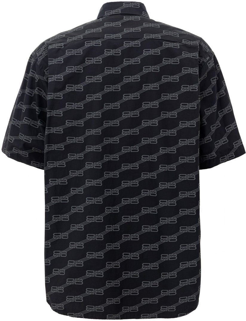 Balenciaga Allover Logo Short Sleeve Shirt Zwart