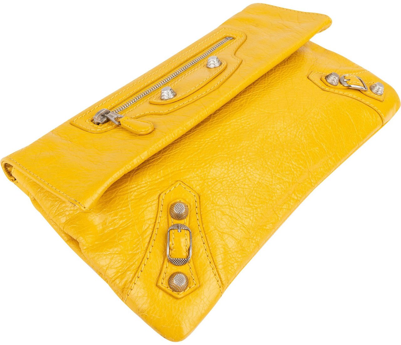Balenciaga Balenciaga Yellow Leather City Bag Clutch Geel