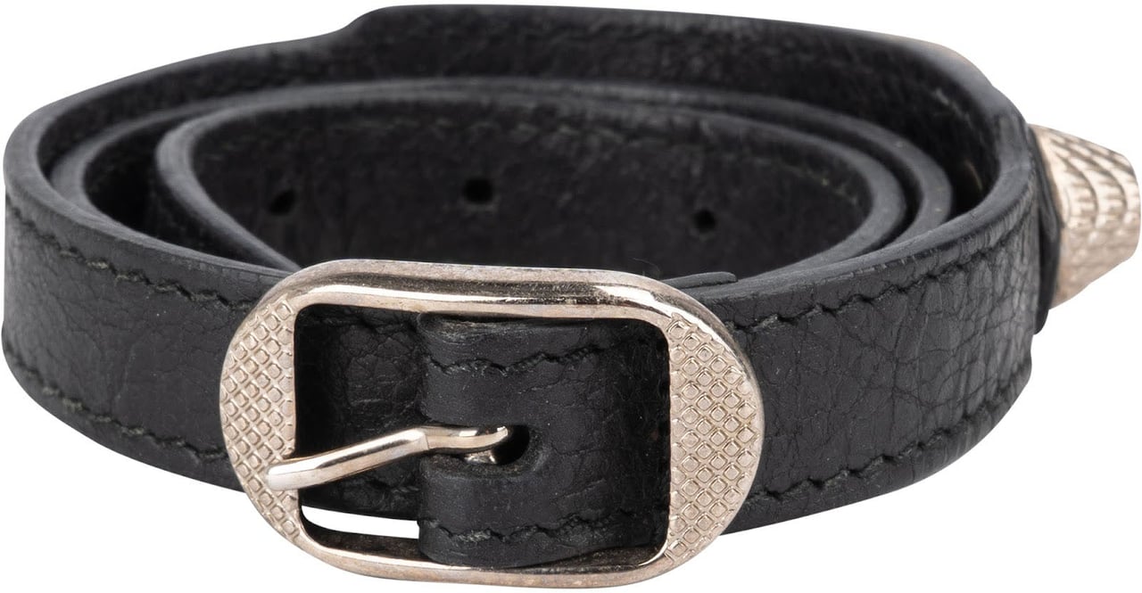Balenciaga Black Leather Classic City Double Bracelet Zwart