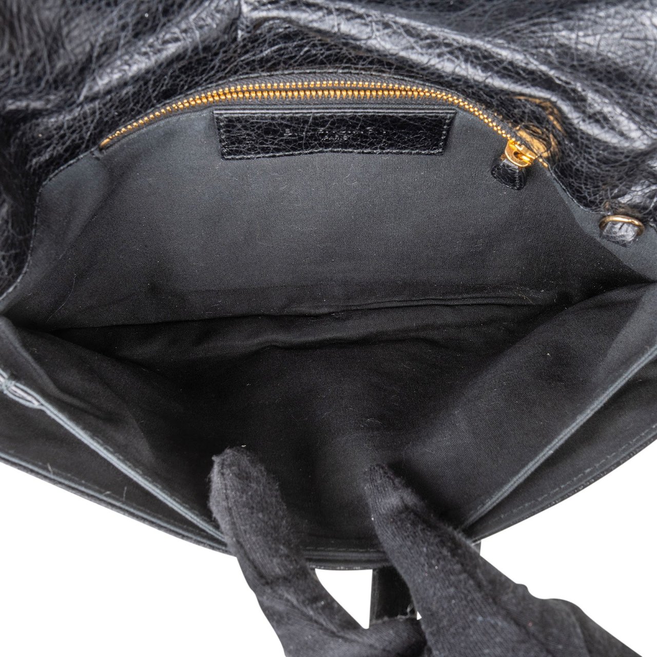 Balenciaga Balenciaga Black Leather City Clutch Bag Zwart